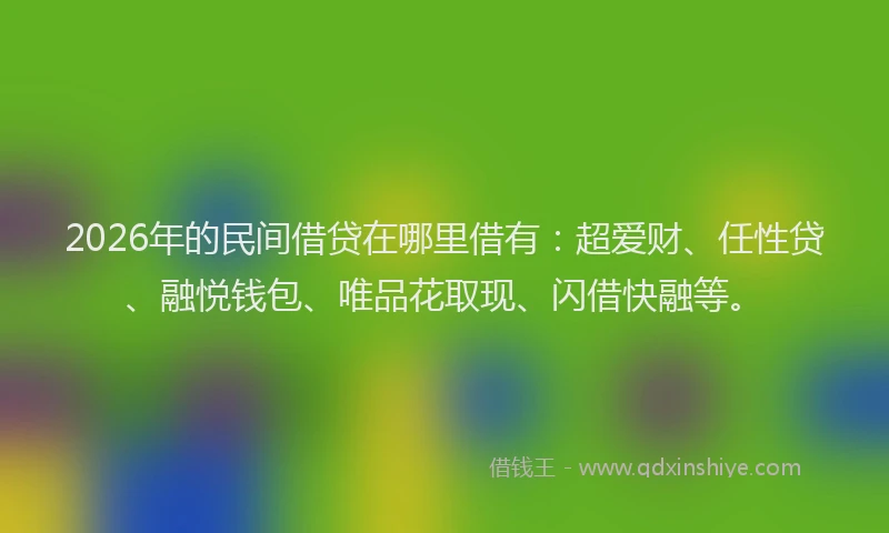 2026年的民间借贷在哪里借有：超爱财、任性贷、融悦钱包、唯品花取现、闪借快融等。