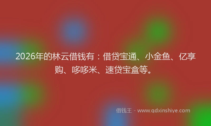 2026年的林云借钱有：借贷宝通、小金鱼、亿享购、哆哆米、速贷宝盒等。