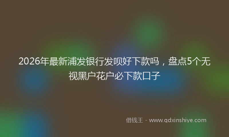 2026年最新浦发银行发呗好下款吗，盘点5个无视黑户花户必下款口子