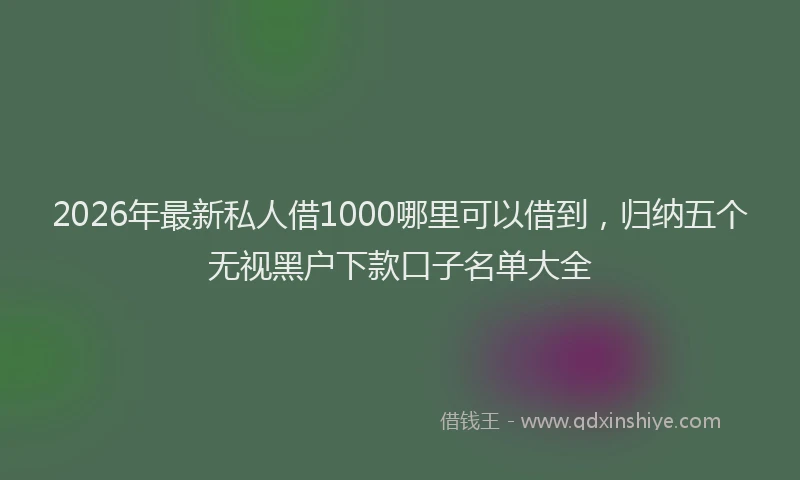 2026年最新私人借1000哪里可以借到，归纳五个无视黑户下款口子名单大全