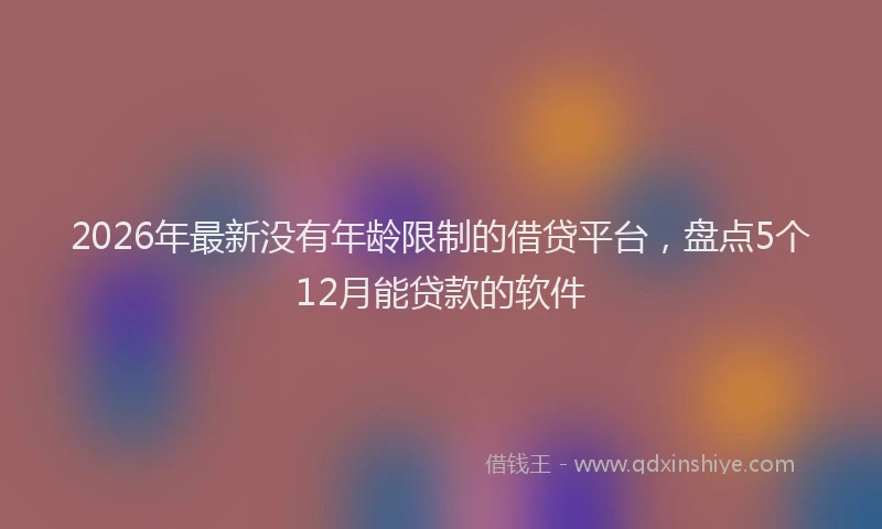 2026年最新没有年龄限制的借贷平台，盘点5个12月能贷款的软件
