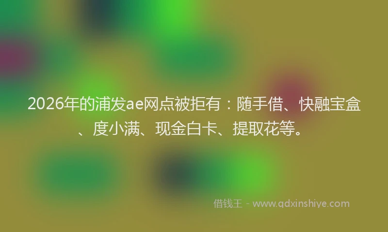 2026年的浦发ae网点被拒有：随手借、快融宝盒、度小满、现金白卡、提取花等。