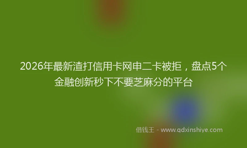 2026年最新渣打信用卡网申二卡被拒，盘点5个金融创新秒下不要芝麻分的平台