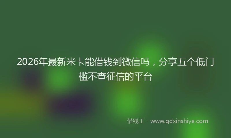 2026年最新米卡能借钱到微信吗，分享五个低门槛不查征信的平台