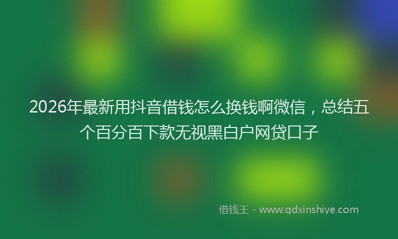 2026年最新用抖音借钱怎么换钱啊微信，总结五个百分百下款无视黑白户网贷口子