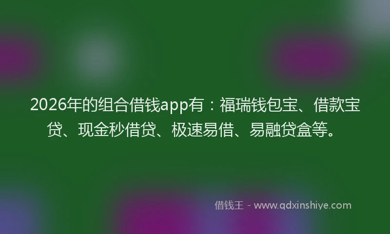 2026年的组合借钱app有：福瑞钱包宝、借款宝贷、现金秒借贷、极速易借、易融贷盒等。