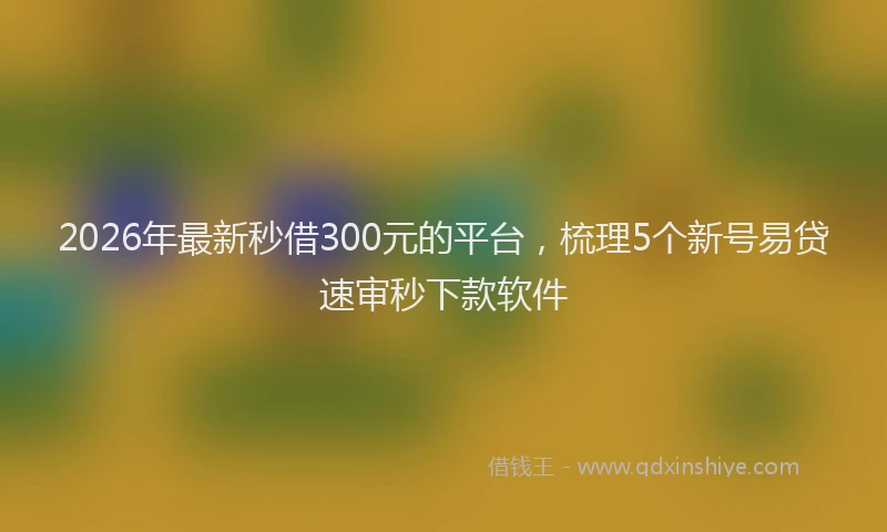 2026年最新秒借300元的平台，梳理5个新号易贷速审秒下款软件