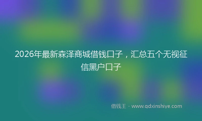 2026年最新森泽商城借钱口子，汇总五个无视征信黑户口子