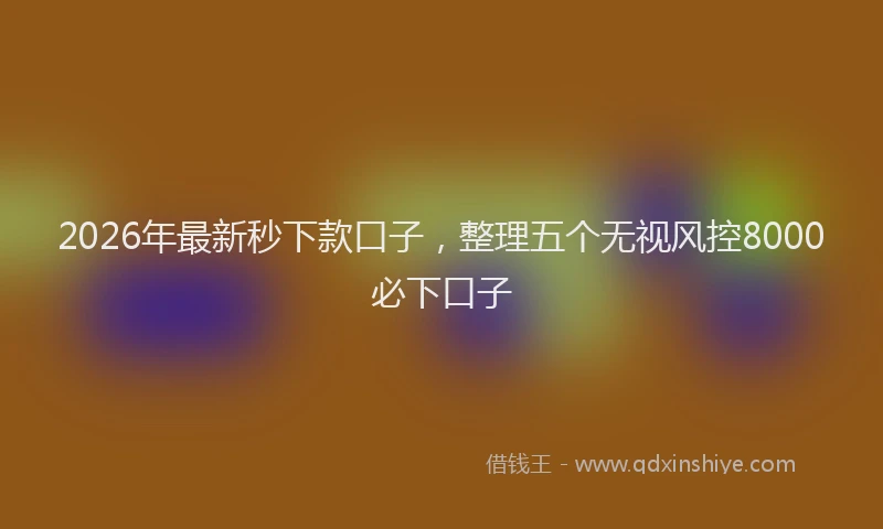 2026年最新秒下款口子，整理五个无视风控8000必下口子