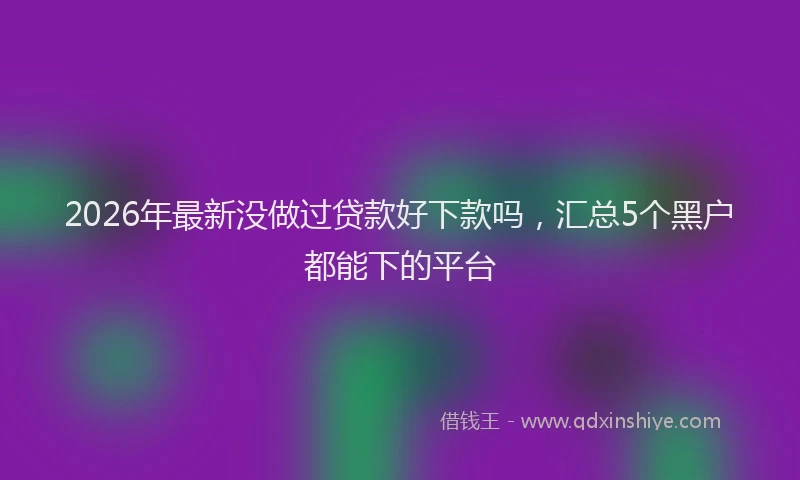 2026年最新没做过贷款好下款吗，汇总5个黑户都能下的平台