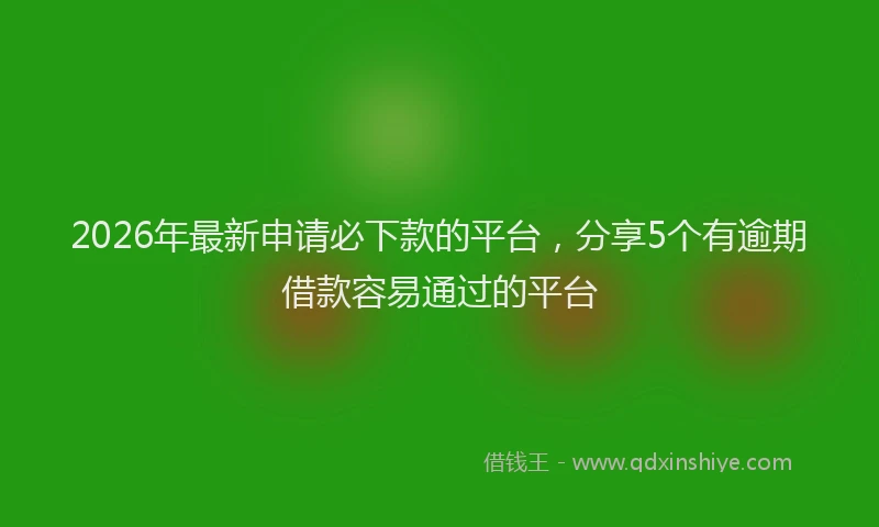 2026年最新申请必下款的平台，分享5个有逾期借款容易通过的平台