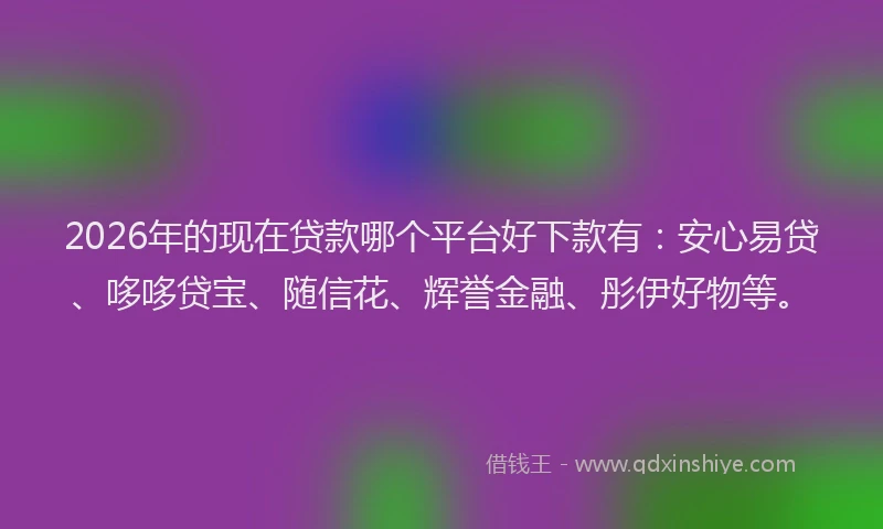 2026年的现在贷款哪个平台好下款有：安心易贷、哆哆贷宝、随信花、辉誉金融、彤伊好物等。
