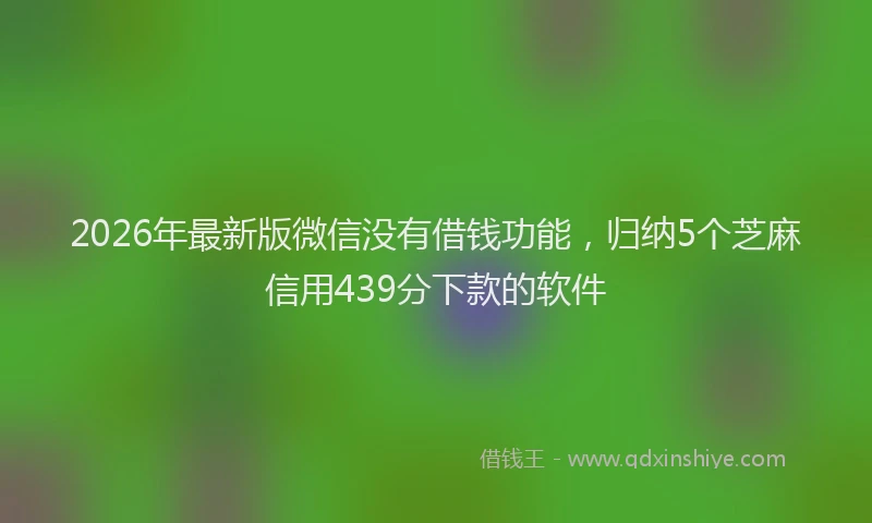 2026年最新版微信没有借钱功能，归纳5个芝麻信用439分下款的软件