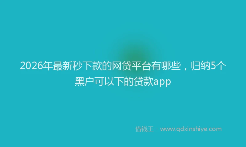 2026年最新秒下款的网贷平台有哪些，归纳5个黑户可以下的贷款app