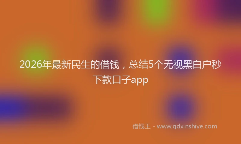 2026年最新民生的借钱，总结5个无视黑白户秒下款口子app