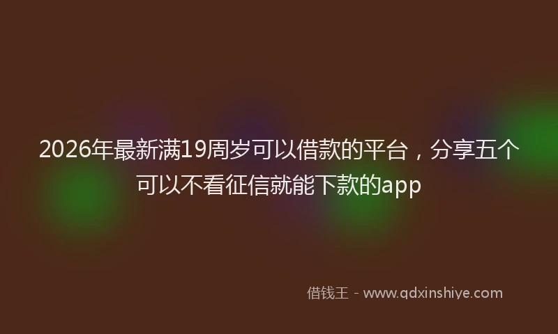 2026年最新满19周岁可以借款的平台，分享五个可以不看征信就能下款的app