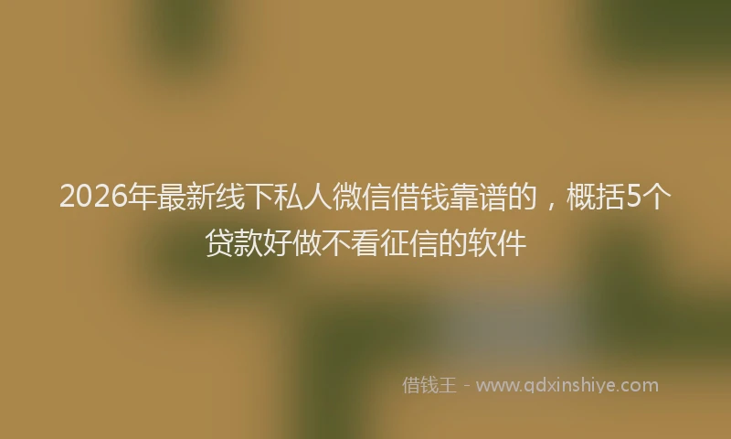2026年最新线下私人微信借钱靠谱的，概括5个贷款好做不看征信的软件