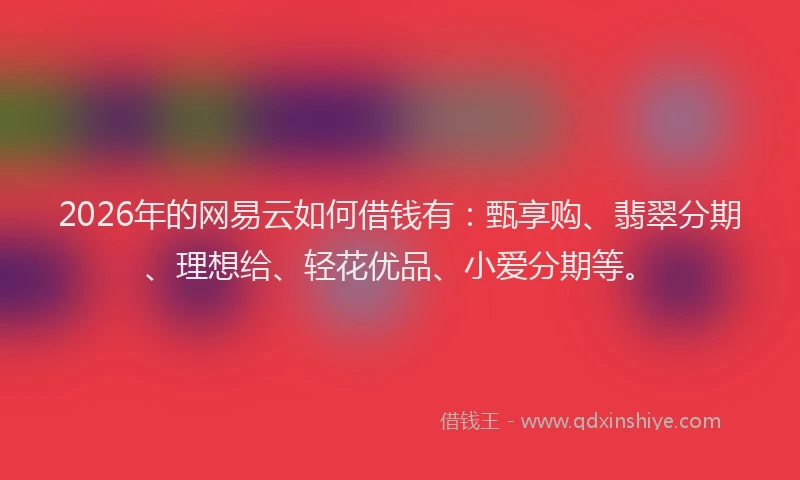 2026年的网易云如何借钱有：甄享购、翡翠分期、理想给、轻花优品、小爱分期等。