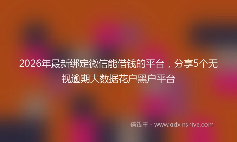 2026年最新绑定微信能借钱的平台，分享5个无视逾期大数据花户黑户平台