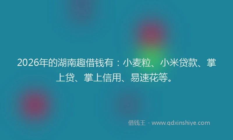 2026年的湖南趣借钱有：小麦粒、小米贷款、掌上贷、掌上信用、易速花等。