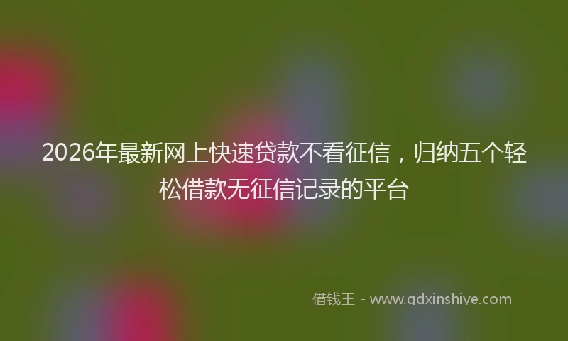 2026年最新网上快速贷款不看征信，归纳五个轻松借款无征信记录的平台
