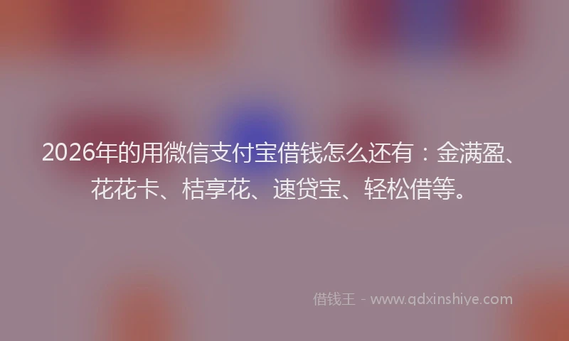 2026年的用微信支付宝借钱怎么还有：金满盈、花花卡、桔享花、速贷宝、轻松借等。