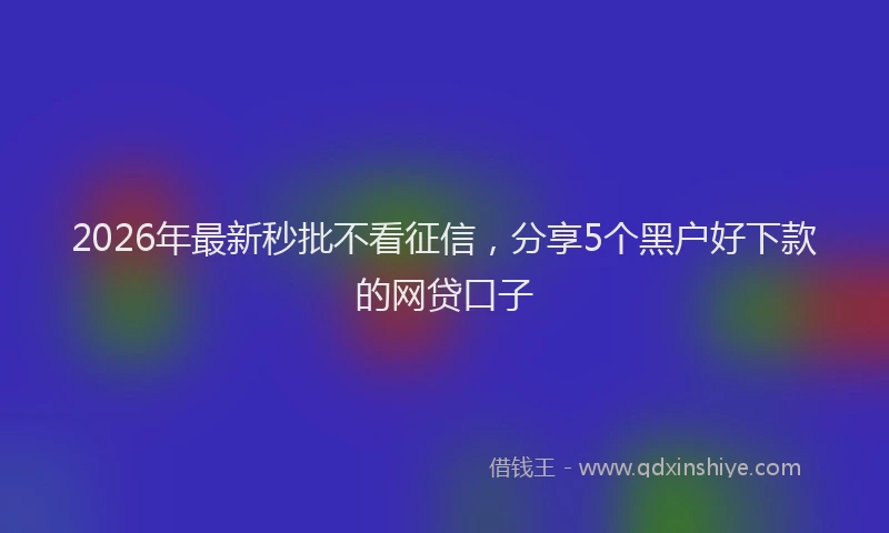 2026年最新秒批不看征信，分享5个黑户好下款的网贷口子
