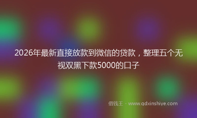 2026年最新直接放款到微信的贷款，整理五个无视双黑下款5000的口子