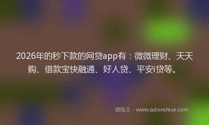 2026年的秒下款的网贷app有：微微理财、天天购、借款宝快融通、好人贷、平安i贷等。