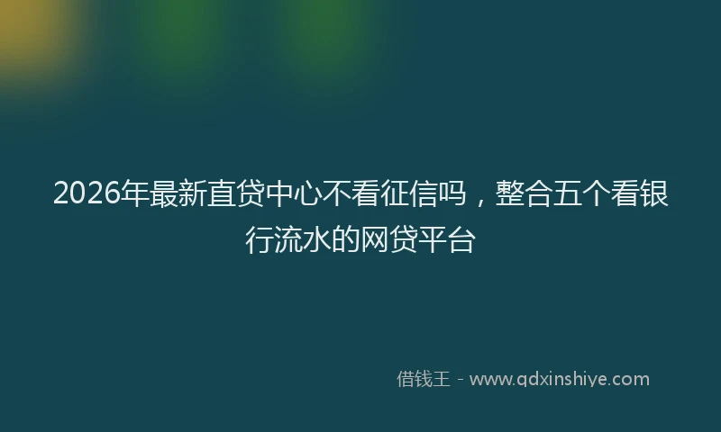 2026年最新直贷中心不看征信吗，整合五个看银行流水的网贷平台