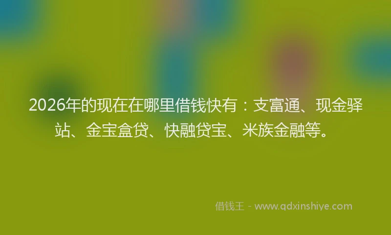 2026年的现在在哪里借钱快有：支富通、现金驿站、金宝盒贷、快融贷宝、米族金融等。