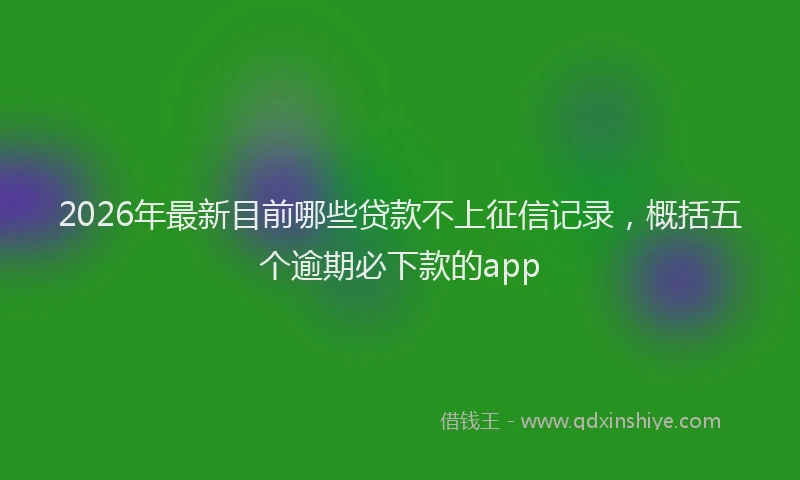 2026年最新目前哪些贷款不上征信记录，概括五个逾期必下款的app