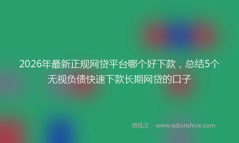 2026年最新正规网贷平台哪个好下款，总结5个无视负债快速下款长期网贷的口子