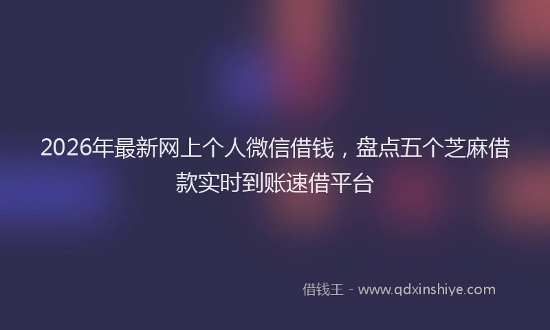 2026年最新网上个人微信借钱，盘点五个芝麻借款实时到账速借平台