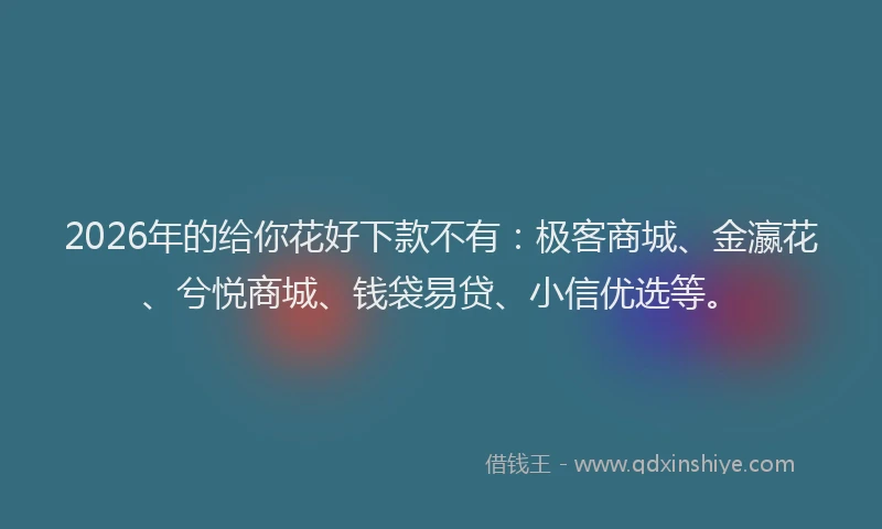 2026年的给你花好下款不有：极客商城、金瀛花、兮悦商城、钱袋易贷、小信优选等。