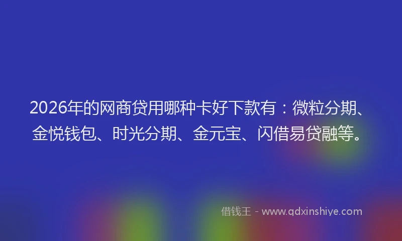 2026年的网商贷用哪种卡好下款有：微粒分期、金悦钱包、时光分期、金元宝、闪借易贷融等。