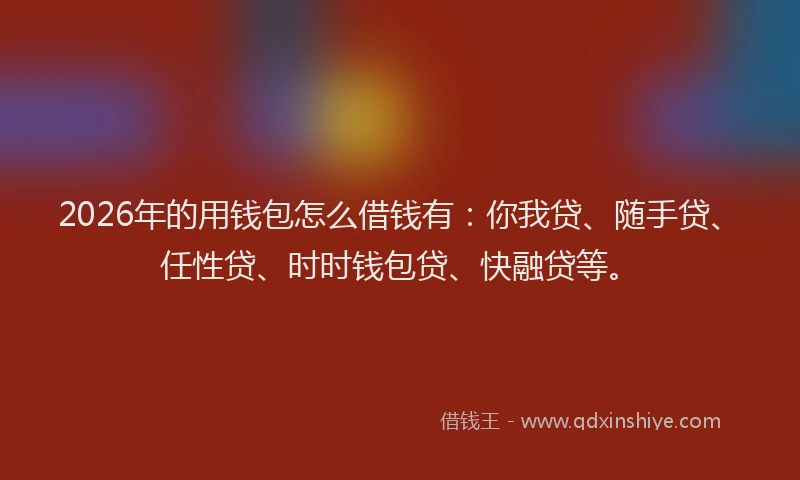 2026年的用钱包怎么借钱有：你我贷、随手贷、任性贷、时时钱包贷、快融贷等。