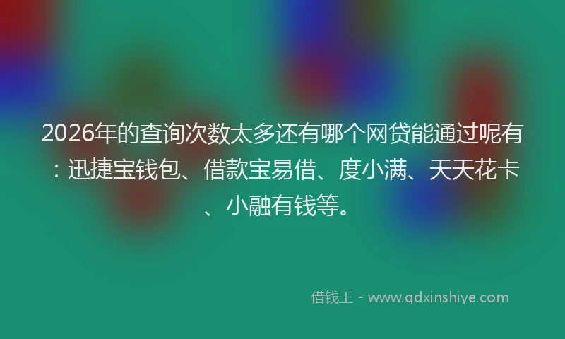 2026年的查询次数太多还有哪个网贷能通过呢有：迅捷宝钱包、借款宝易借、度小满、天天花卡、小融有钱等。