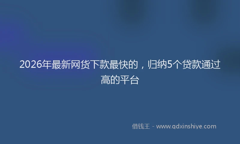 2026年最新网货下款最快的，归纳5个贷款通过高的平台