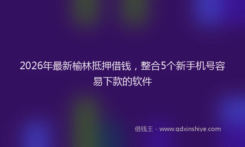 2026年最新榆林抵押借钱，整合5个新手机号容易下款的软件