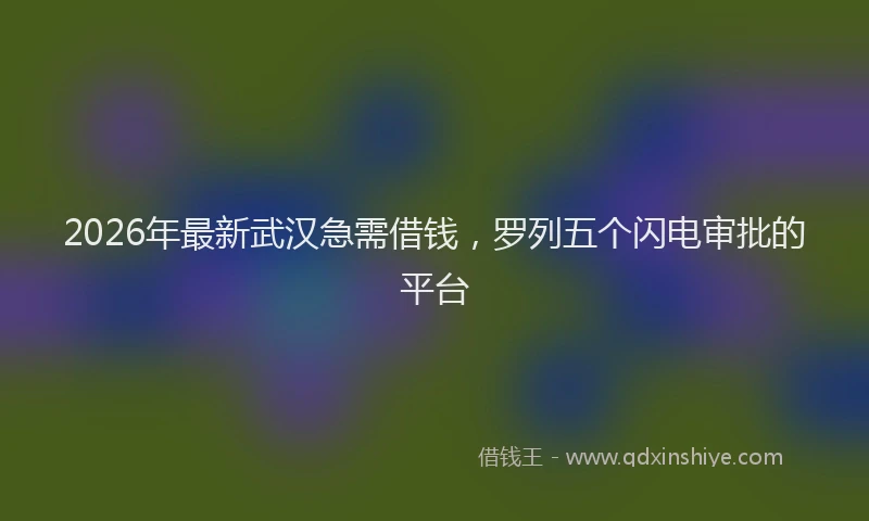 2026年最新武汉急需借钱，罗列五个闪电审批的平台
