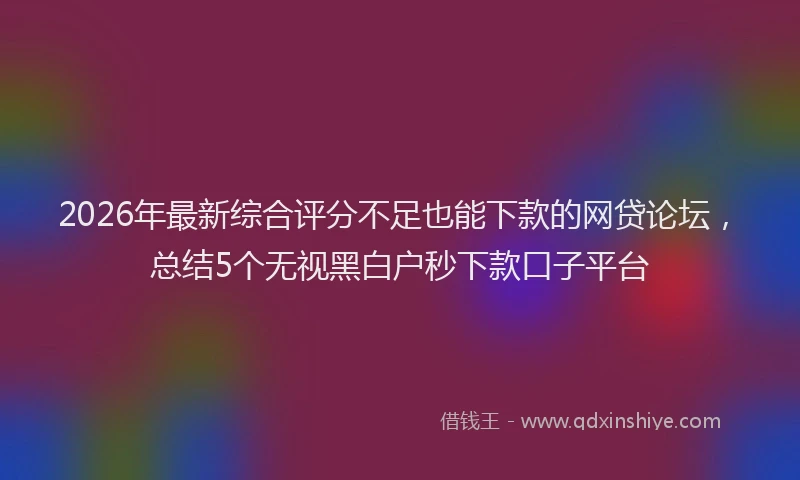 2026年最新综合评分不足也能下款的网贷论坛，总结5个无视黑白户秒下款口子平台