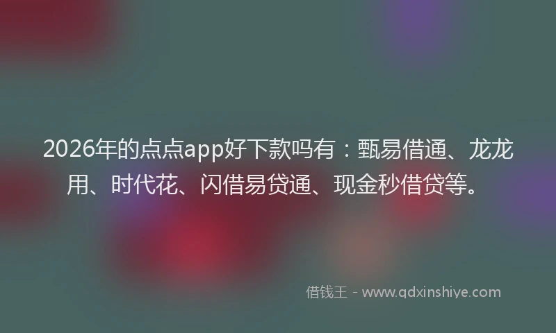 2026年的点点app好下款吗有：甄易借通、龙龙用、时代花、闪借易贷通、现金秒借贷等。