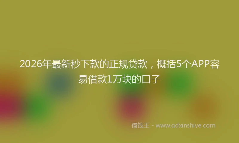 2026年最新秒下款的正规贷款，概括5个APP容易借款1万块的口子