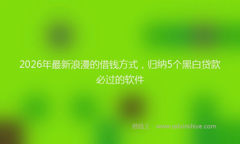 2026年最新浪漫的借钱方式，归纳5个黑白贷款必过的软件
