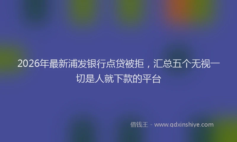 2026年最新浦发银行点贷被拒，汇总五个无视一切是人就下款的平台