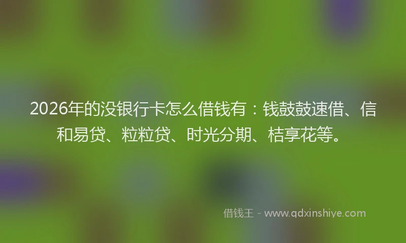 2026年的没银行卡怎么借钱有：钱鼓鼓速借、信和易贷、粒粒贷、时光分期、桔享花等。