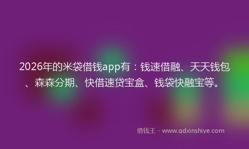 2026年的米袋借钱app有：钱速借融、天天钱包、森森分期、快借速贷宝盒、钱袋快融宝等。