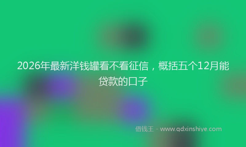 2026年最新洋钱罐看不看征信，概括五个12月能贷款的口子