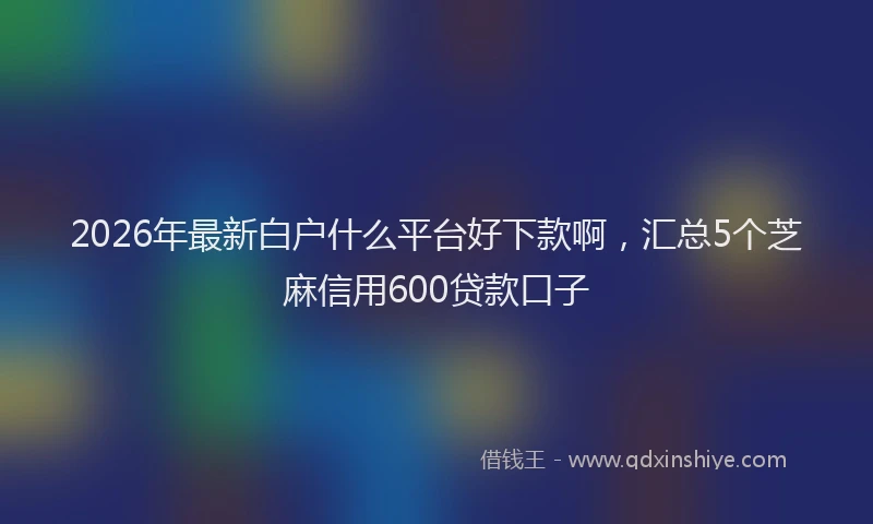 2026年最新白户什么平台好下款啊，汇总5个芝麻信用600贷款口子